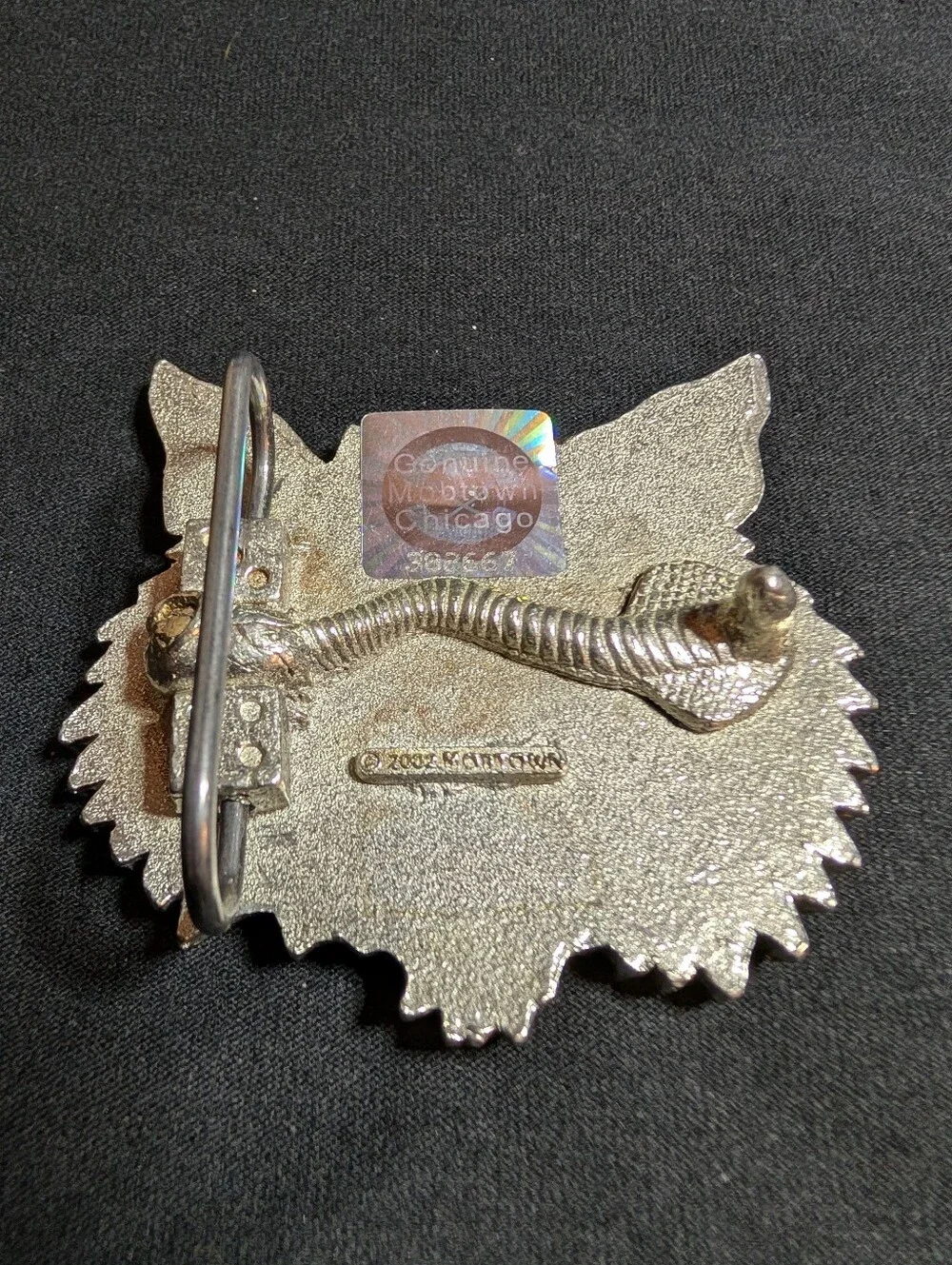 Vintage Meowtown Chicago Angry Black Cat Belt Buckle